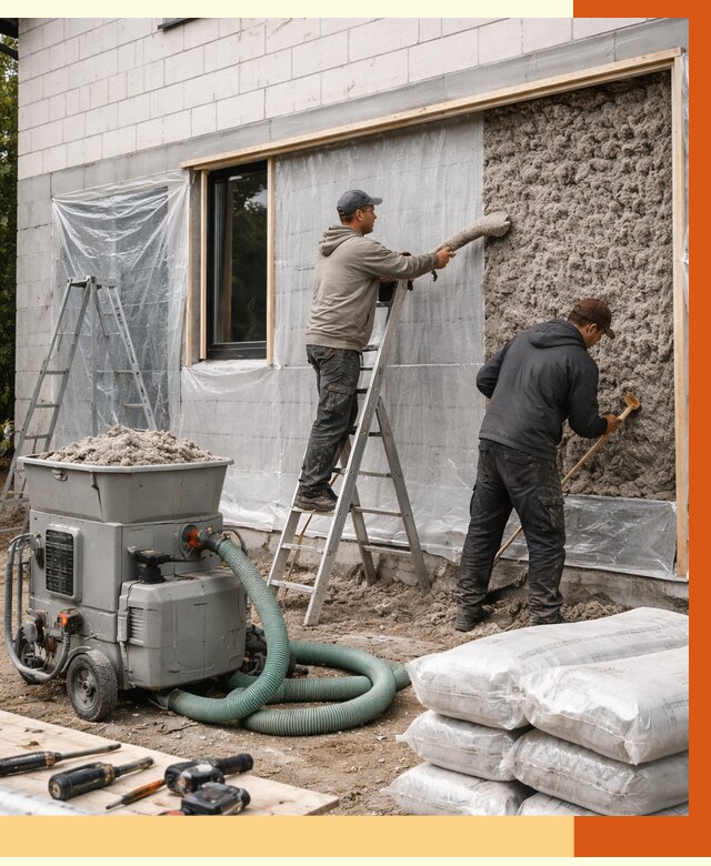 Утепление дома из газобетона эковатой в Южном-Сахалинске от 4649 руб./м2 | ТепломастерЮжн