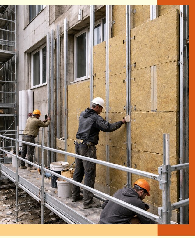 Утепление вентилируемого фасада в Южном-Сахалинске от 5785 руб/м2 — монтаж и утепление вентфасад | ТепломастерЮжн